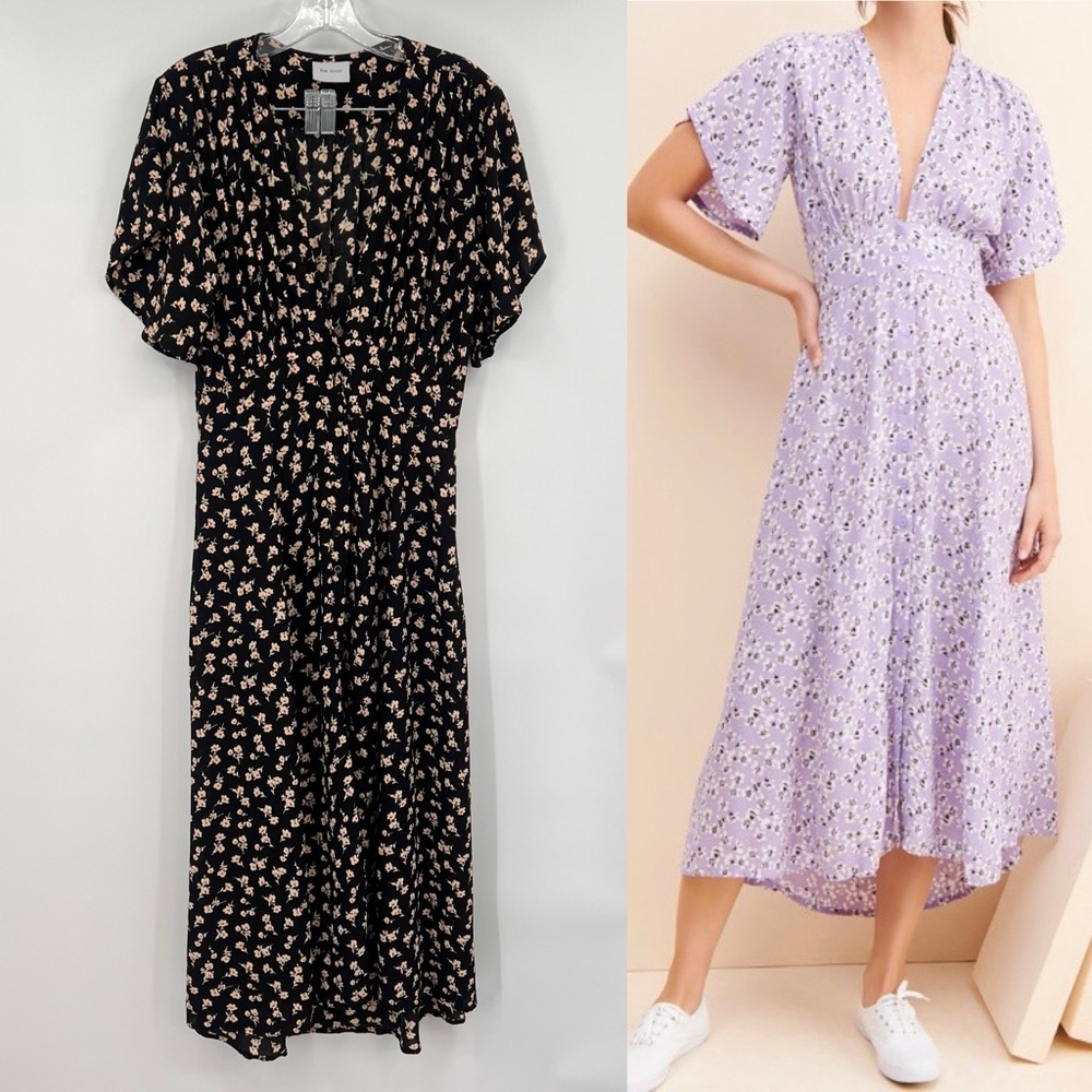 Rue‎ Stiic Leia black floral midi Dress M
